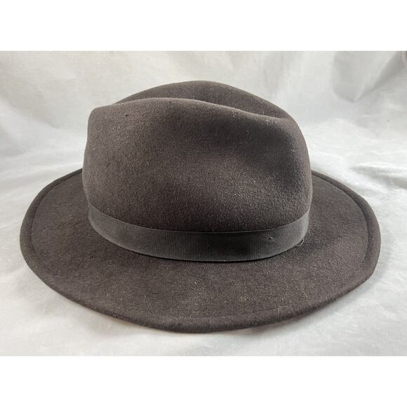 All Wool Fedora Hat Tagged Size Large Brown - Picture 3 of 7